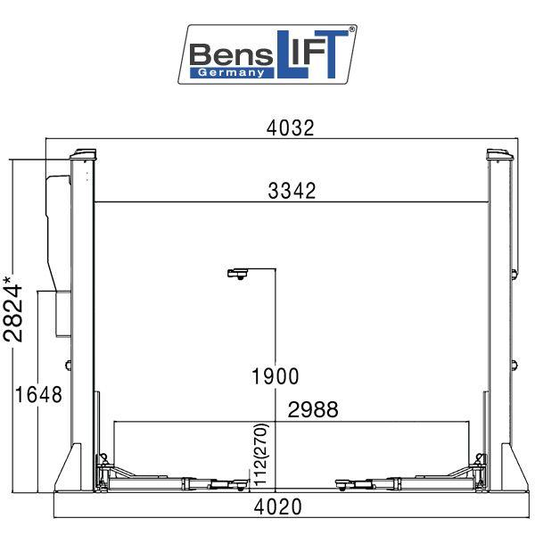 Benslift 2-Säulen Hebebühne 5t BL 2.50